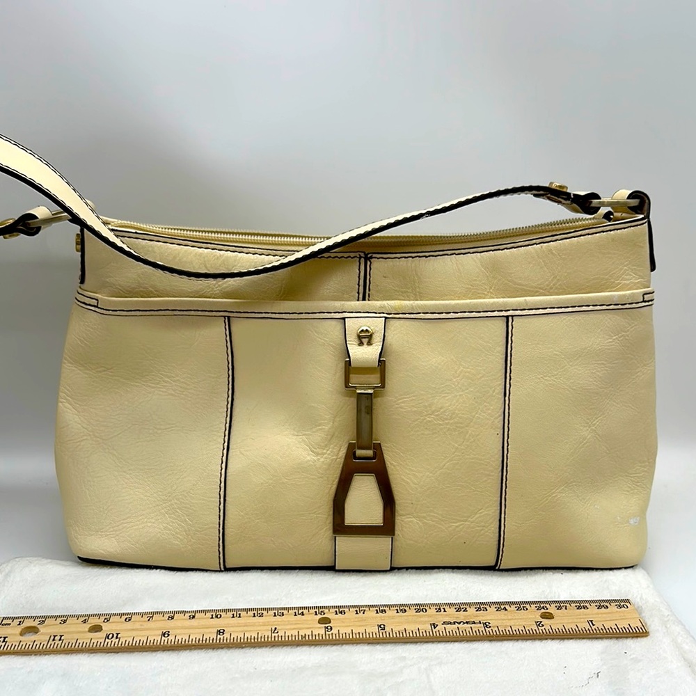 Etienne Aigner Shoulder Purse Cream with Goldtone Hardware